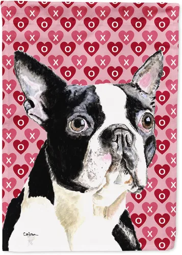 Vista 201 de Caroline's Treasures SS4484GF Bandera de jardín con diseño de bulldog inglés y corazones para el Día de San Valentín, bandera decorativa para patio