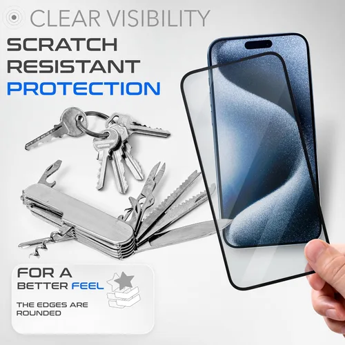 Vista 5 de ROXX NEO - Protector de pantalla japonés 9H 3D (paquete de 3) Cobertura de pantalla completa Para iPhone 16 Plus Más duro Más claro