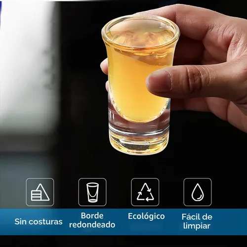 Vista 6 de LINALL Juego de vasos de chupito de 12 piezas, 1 onza/1.0 fl oz con soporte base pesada para whisky tequila, 12 bandejas de servir de vidrio