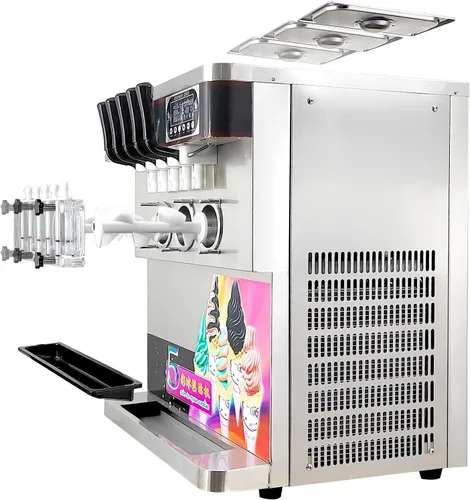 Vista 3 de Encimera comercial (3+2 mezclados) sabores suave máquina de helado