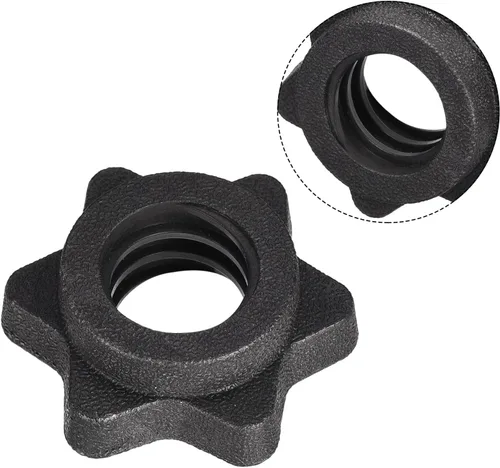 Vista 5 de uxcell Tuerca hexagonal para mancuernas, 4 tornillos de plástico M25 antideslizantes para levantamiento de pesas, color negro