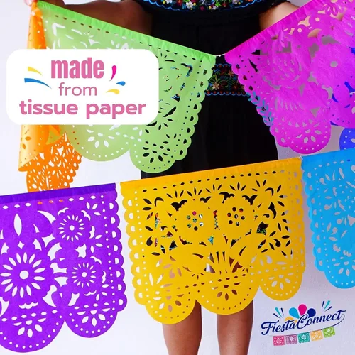 Vista 6 de Pancartas de fiesta mexicana – Cartel grande de papel picado – Decoraciones de fiesta de cumpleaños mexicana, suministros de fiesta para el Cinco
