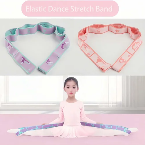 Vista 4 de 2 correas elásticas para niños, correas elásticas de yoga con bucles, bandas de estiramiento ajustables de múltiples bucles, bandas de ballet