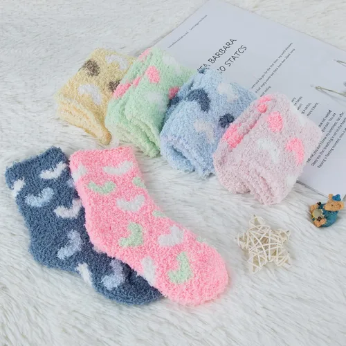Vista 4 de Durio Calcetines para bebés y niñas, calcetines cálidos y mullidos, calcetines acogedores para niños, calcetines cálidos súper suaves atléticos