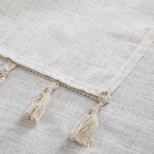 Vista 9 de Easy Home Cenefas bohemias con borlas para ventanas pequeñas, de lino sintético, con textura, cortinas modernas de granja, decoración bohemia