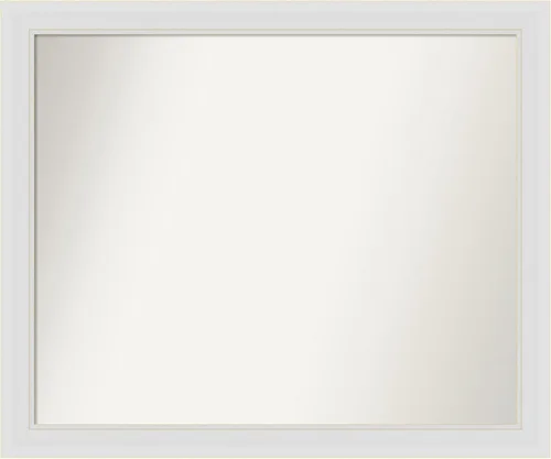 Vista 211 de Amanti Art Espejo de baño blanco para sobre el fregadero, 24 x 26 pulgadas, espejo rectangular blanco y blanco, marco de madera contemporáneo