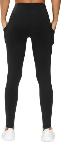 Vista 3 de THE GYM PEOPLE - Pantalones de yoga gruesos de cintura alta para mujer con bolsillos y control de abdomen calzas para entrenar y correr