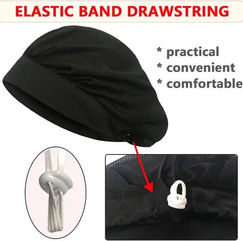 Vista 2 de Paquete de 4 u 8 sombreros de chef de cocina, gorras ajustables para servicio de alimentos, redes para el cabello, reutilizables, lavables, de malla
