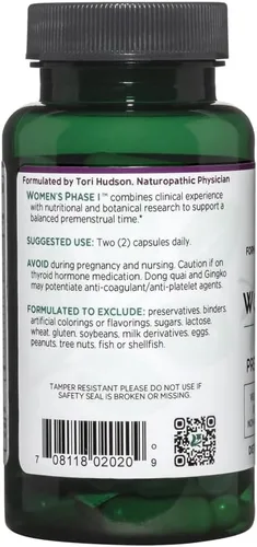 Vista 3 de Vitanica Fase I para mujeres, apoyo premenstrual, vegano, 60 cápsulas