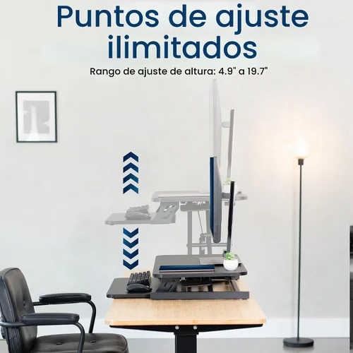 Vista 4 de VIVO Convertidor de escritorio de pie negro de 28 pulgadas, DESK-V028S