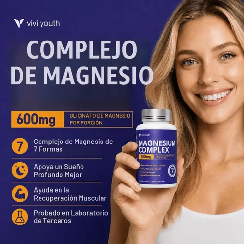 Vista 2 de Complejo de magnesio 7 para mujeres con 600 mg de glicinato, 60