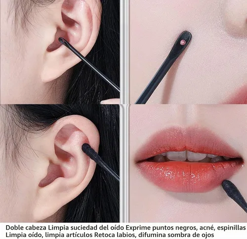 Vista 6 de Extractor de espinillas, extractor de espinillas, herramientas para quitar puntos negros, hisopos de algodón desechables de doble punta para apretar