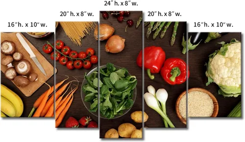 Vista 7 de Arte de pared de alimentos, frutas frescas, verduras, lienzo para comedor, impresión en lienzo, pintura, obras de arte para oficina, sala de estar