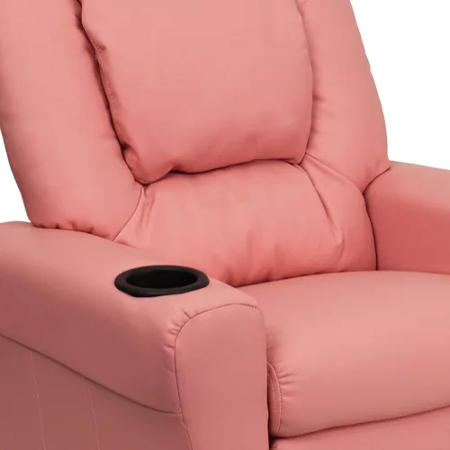 Vista 8 de EMMA + OLIVER Reclinable infantil de vinilo rosa con portavasos y reposacabezas rosado (Pink Vinyl)