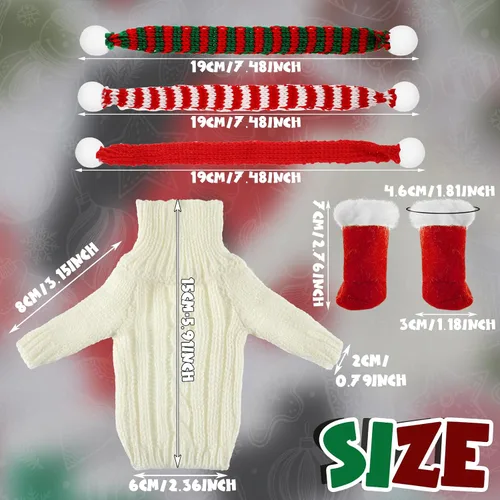 Vista 3 de Bencailor 9 piezas de ropa de Navidad para muñecas de 11.5 pulgadas, conjunto de ropa de invierno, accesorios incluyen suéter de Santa tejido