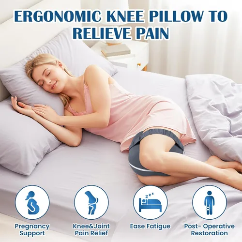 Vista 2 de SweetSlubr Almohada de rodilla para dormir de lado, almohada de piernas para aliviar el dolor de ciática, almohada ergonómica de espuma