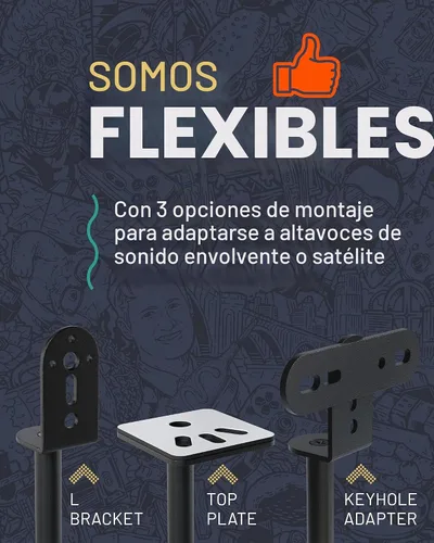 Vista 4 de ECHOGEAR Soportes universales para altavoces, altura ajustable con compatibilidad universal, funciona con Vizio, Klipsch, Bose y más, incluye