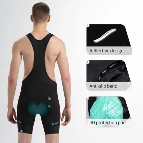 Vista 3 de Santic Pantalones cortos de ciclismo para hombre, acolchado 4D, transpirable, para ciclismo de carretera, ciclismo, ciclismo, ciclismo, gel de viaje