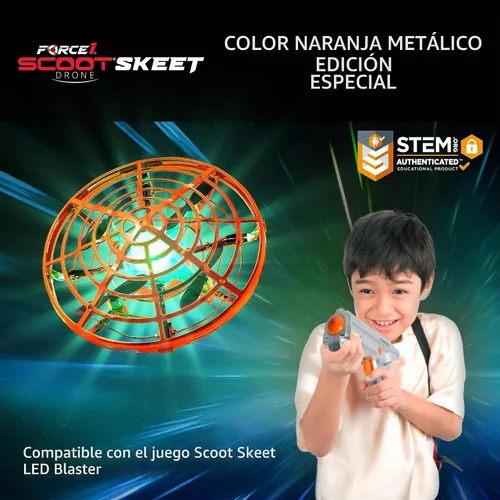 Vista 2 de Force1 Scoot Skeet Mini Drone Juego de disparos electrónico para niños (solo dron): Drones de mano para niños compatibles con Scoot Skeet LED