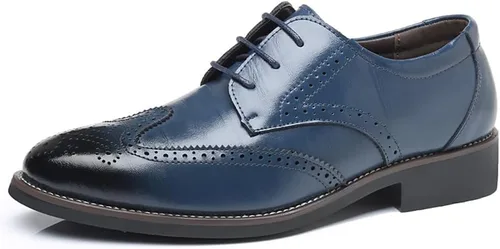 Vista 2 de Zapatos de vestir para hombre, zapatos clásicos con cordones, zapatos Oxford de negocios para hombres, boda, fiesta, moda, zapatos con punta de ala