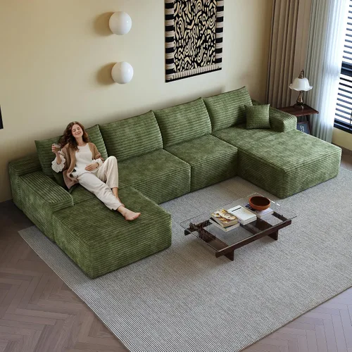 Vista 47 de AUGOP Sofá modular moderno de 96 pulgadas para sala de estar, sofá modular con sofás en forma de L, sofá tapizado sin hueso, asiento profundo, sofá