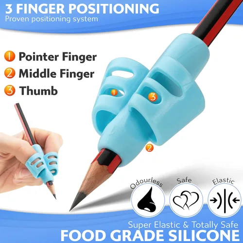 Vista 3 de Stylo Empuñaduras para lápices para escritura a mano para niños (paquete de 6) — Entrenador de agarre ergonómico para niños de 3 a 5 años