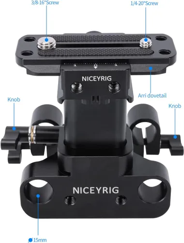 Vista 9 de NICEYRIG Placa base elevadora de riel de 0.591 in para ARCA-Swiss estándar, sistema de elevación de 1.142 in universal para plataforma de hombro