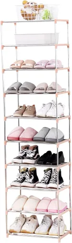 Vista 16 de Jucaifu - Estante pequeño apilable para zapatos, ahorro de espacio para entrada, pasillo y armario, organizador y almacenamiento (3 niveles, negro)