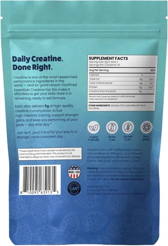Vista 7 de EHP Labs OxyShred Creatine Monohydrate Fizz Sticks, Blue Raspberry, 15 Pack
