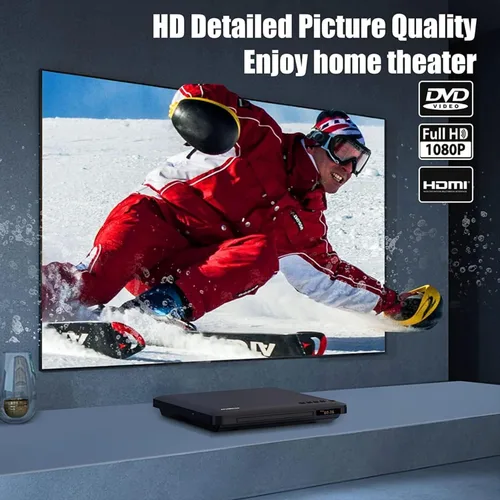 Vista 2 de Reproductor de DVD ultra delgado, reproductores de DVD HDMI AV más delgados para TV, diseño de 0.6 pulgadas con píxeles HD libres de región