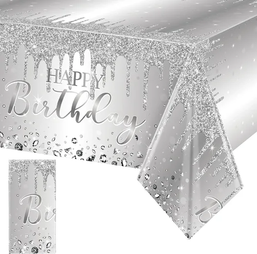 Vista 10 de Pajean Mantel de plástico con lentejuelas de diamantes con brillantina para fiesta de niña y niña, mantel de plástico con lentejuelas para niñas