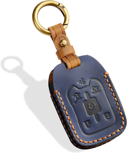 Vista 9 de Funda de llave de cuero de 6 botones, compatible con GMC Yukon Chevy Suburban Tahoe 2015-2020 etc, diseño sin tornillos estilo retro protector