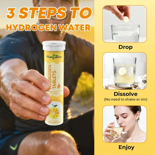 Vista 6 de Tabletas de hidrógeno para agua potable: Tabletas de hidrógeno molecular 12.4PPM con magnesio NAC Creatina Apoya antioxidantes Recuperación de salud