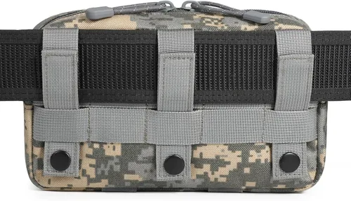 Vista 2 de FRTKK - Funda táctica Molle Admin Pouch Utility de corte láser EDC, bolsa de herramientas, fundas modulares horizontales, incluye parche