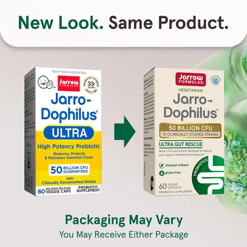 Vista 2 de Jarrow Formulas Jarro-Dophilus Ultra Gut Rescue - 50 mil millones de UFC por porción - Probióticos restauran, protegen y mantienen la flora