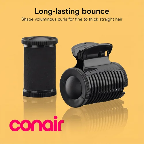 Vista 2 de Conair - Rulos calientes para cabello largo, mediano y corto, 12 rulos calientes Jumbo de 1 ½" con clips, rizadores para mujeres, volumen y rizos