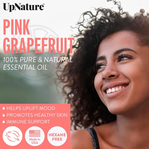 Vista 2 de UpNature Aceite esencial de toronja rosa - 100 % natural y puro, sin diluir, para aromaterapia, aumenta la energía, mejora el estado de ánimo