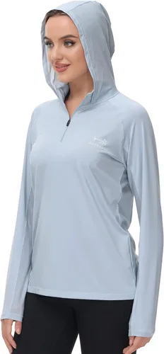 Vista 7 de BASSDASH Sudadera con capucha UPF 50+ de manga larga para mujer