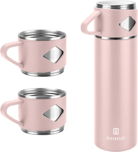 Vista 9 de Termo de acero inoxidable 500ml/16.9oz botella aislada al vacío con taza para café, bebidas calientes y bebidas frías, cantimplora de agua.