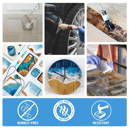 Vista 6 de EPODEX Kit de resina epoxi para revestimiento y sellado, resina epoxi transparente para revestimientos, reparaciones y manualidades con acabado