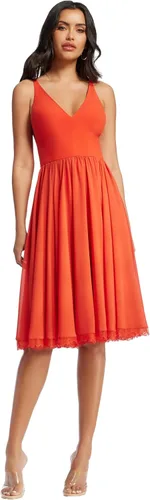 Vista 5 de Dress the Population Vestido midi Alicia con escote pronunciado de medios mixtos sin mangas ajustado y acampanado para mujer Negro