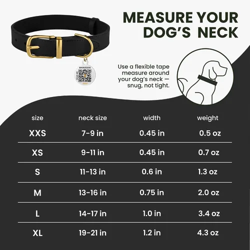 Vista 7 de BRONZEDOG Collar de cuero para perro con etiqueta de identificación QR, collares básicos para mascotas pequeños mini, gatos, cachorros