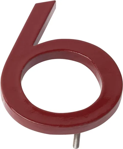 Vista 8 de Montague Metal Products MHN-06-F-BR1-2 Números flotantes modernos de aluminio cepillado sólido, 6 pulgadas, ladrillo rojo con recubrimiento en polvo