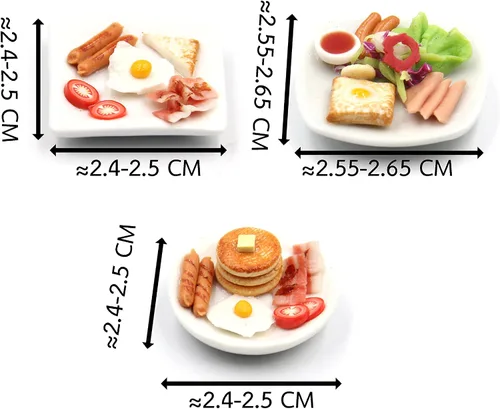 Vista 8 de Set de desayuno surtido de 10 variados – Alimentos en miniatura, comida pequeña para decoración de casa de muñecas, casa de muñecas, diorama
