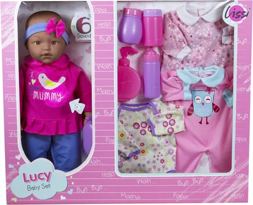 Vista 2 de Lissi Juego de muñecas de bebé de 15 pulgadas con ropa y accesorios adicionales (afroamericanos)