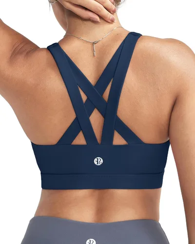 Vista 18 de RUNNING GIRL - Sujetadores deportivos para mujer, sujetadores deportivos con tiras acolchadas y espalda cruzada de apoyo medio con copas extraíbles