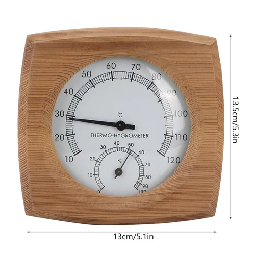 Vista 2 de Reloj de sauna de madera 2 en 1 Termómetro de cedro interior higrómetro Accesorios de sala de vapor Hecho a mano Buena herramienta para comprobar