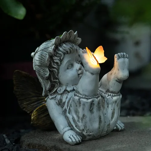 Vista 8 de Suyorpe Estatuas de jardín con luz decorativa de oso, estatua solar de oso exterior, decoración de jardín de animales, decoración divertida