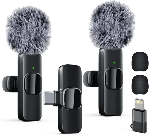 Vista 10 de Labstandard Micrófono inalámbrico Lavalier de solapa para iPhone, iPad, micrófono mini para grabación de video para entrevistas, podcast, Vlog