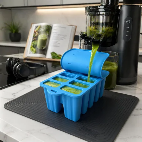 Vista 5 de Moldes de silicona para paletas, moldes para hacer paletas de 10 cavidades, molde de helado casero de fácil liberación para hacer pasteles, paletas